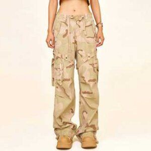 SMFK WildWorld Paratrooper Cargo Pants Desert Camo Utility Streetwear Size Small